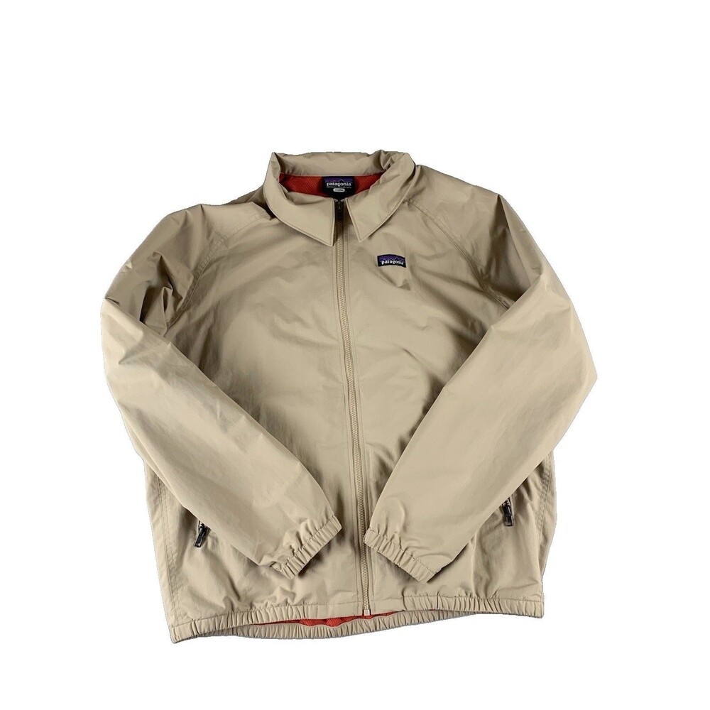 Patagonia Baggies Jacket Men's Large Khaki Nylon Mesh Lined Netplus Full Zip